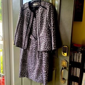 2 piece Leopard print. Dress is a 14 and Jacket is a 12.